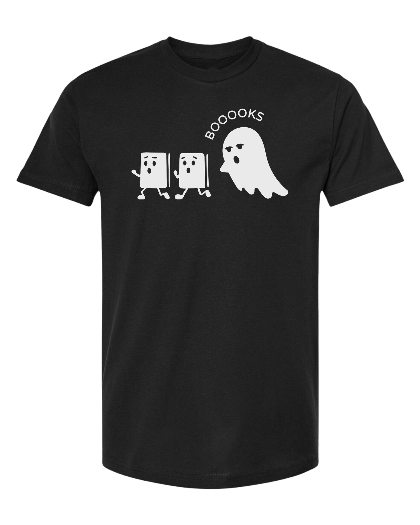 Ghost chasing Boooo-ks graphic tee Unisex crew-neck  graphic tee Black