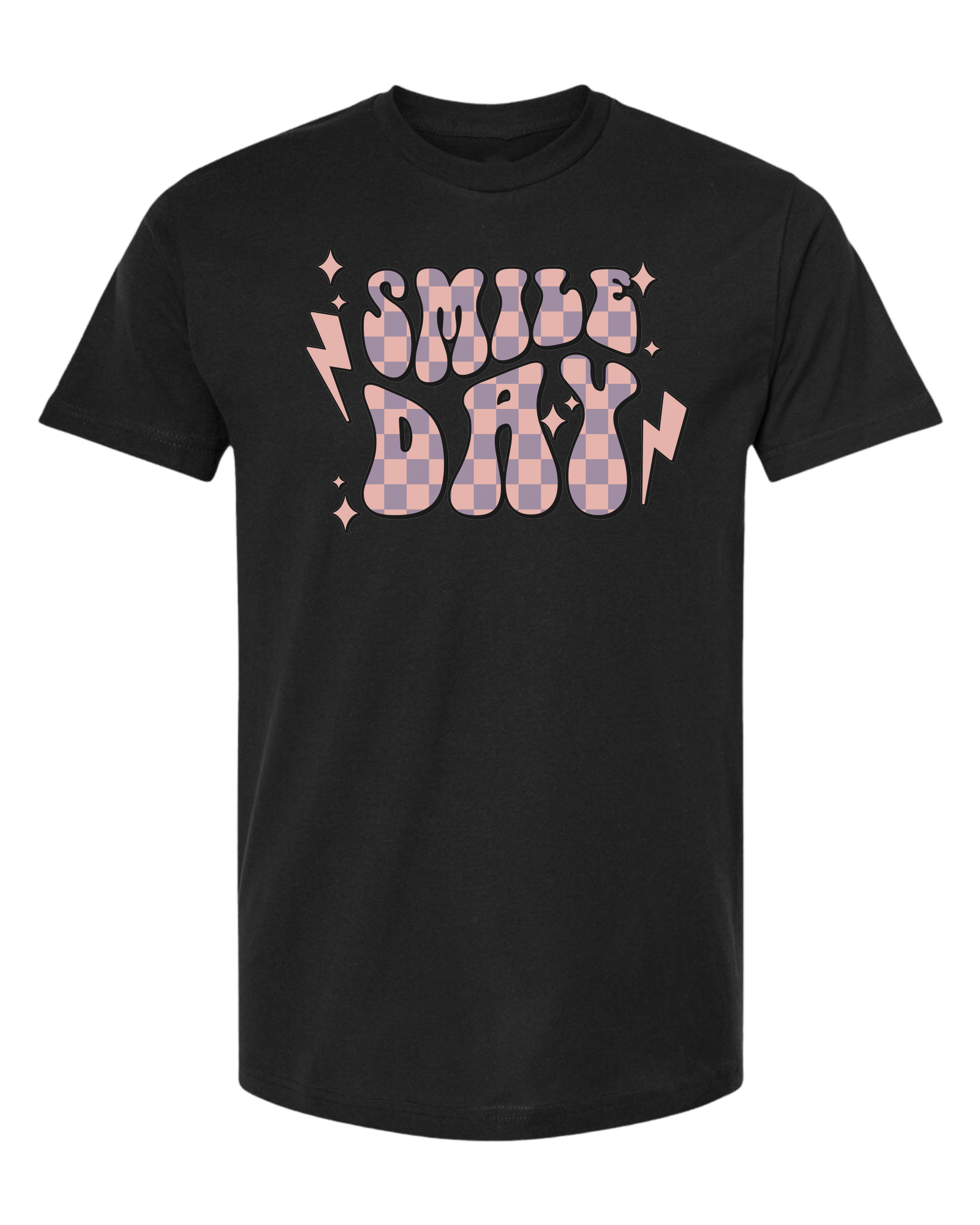 Groovy font large "SMILE DAY" graphic Classic unisex crewneck tee Short sleeve crew neck