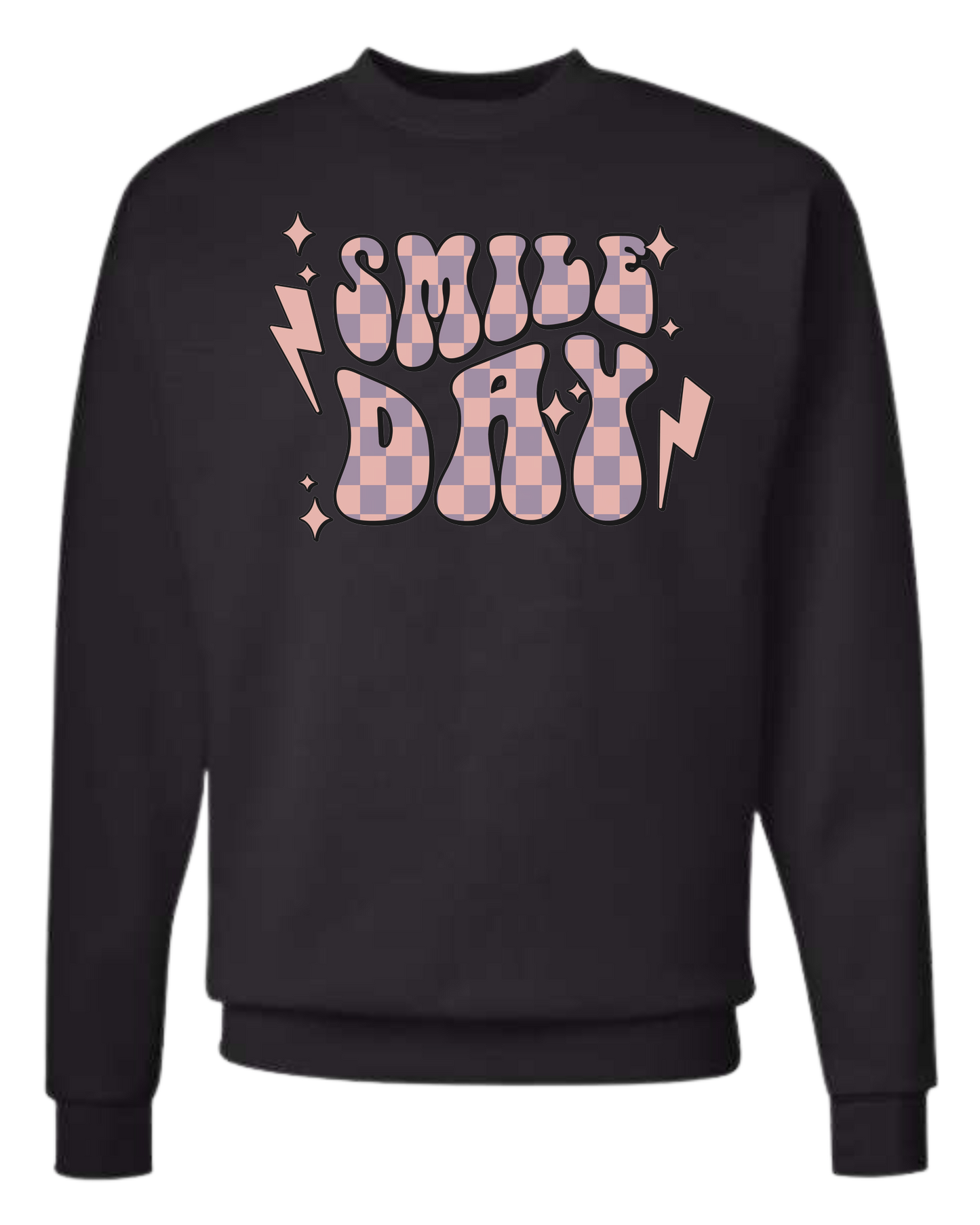 Groovy font large "SMILE DAY" graphic Classic unisex crewneck tee Sweatshirt