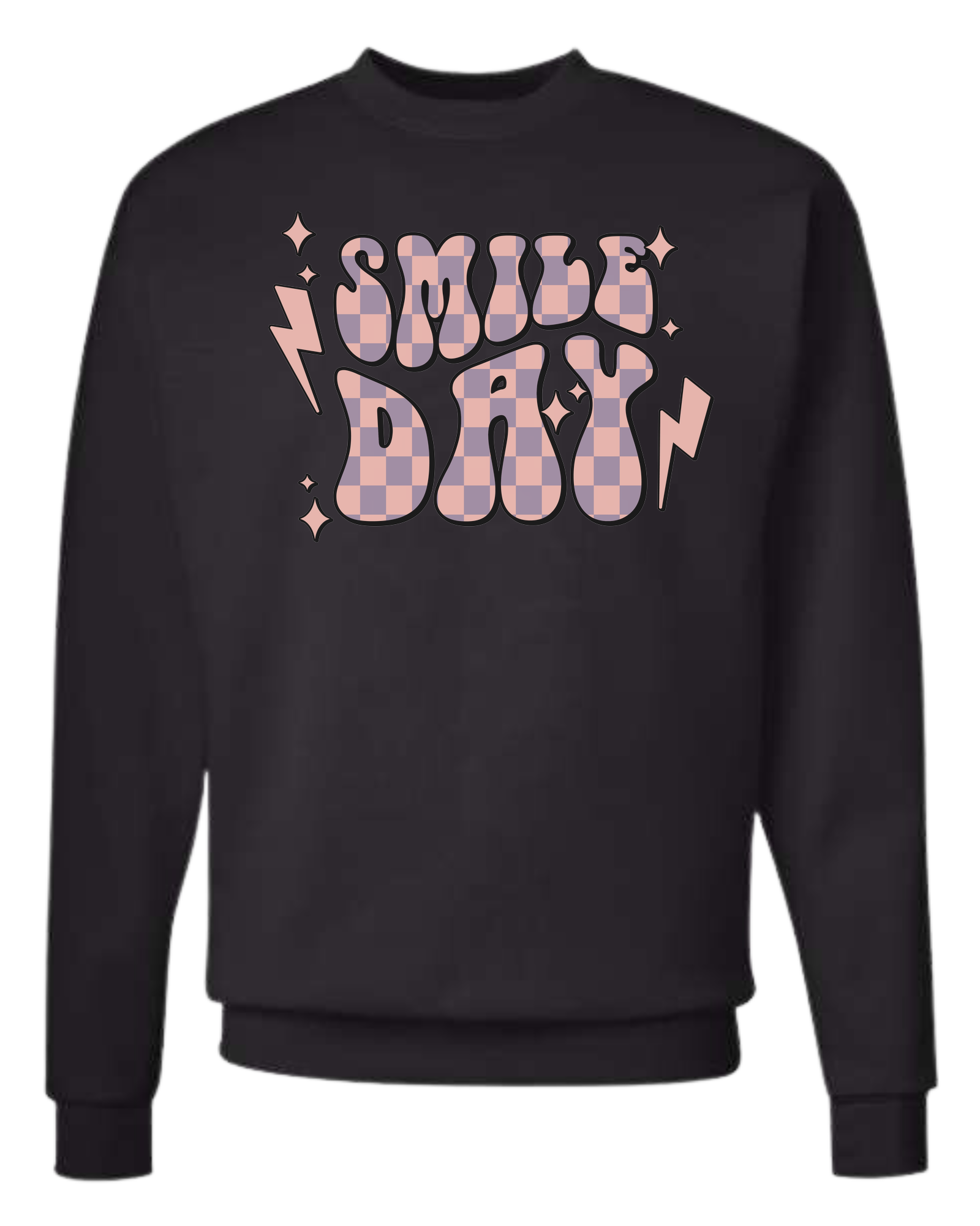 Groovy font large "SMILE DAY" graphic Classic unisex crewneck tee Sweatshirt