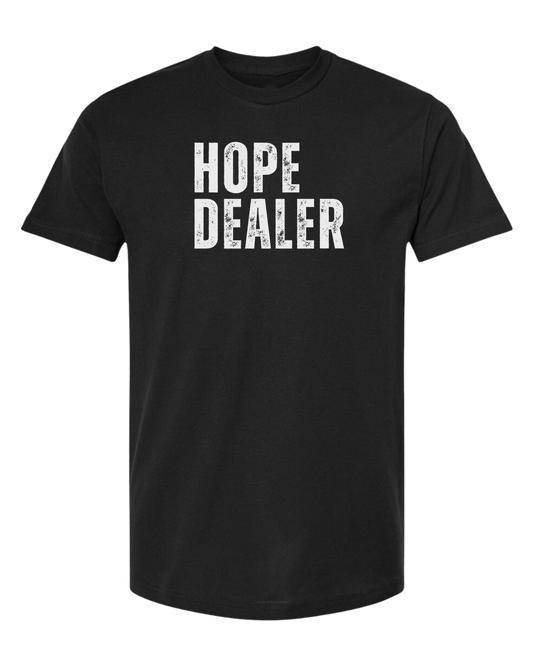 HOPE DEALER distressed font graphic tee Unisex crew-neck  graphic tee Black