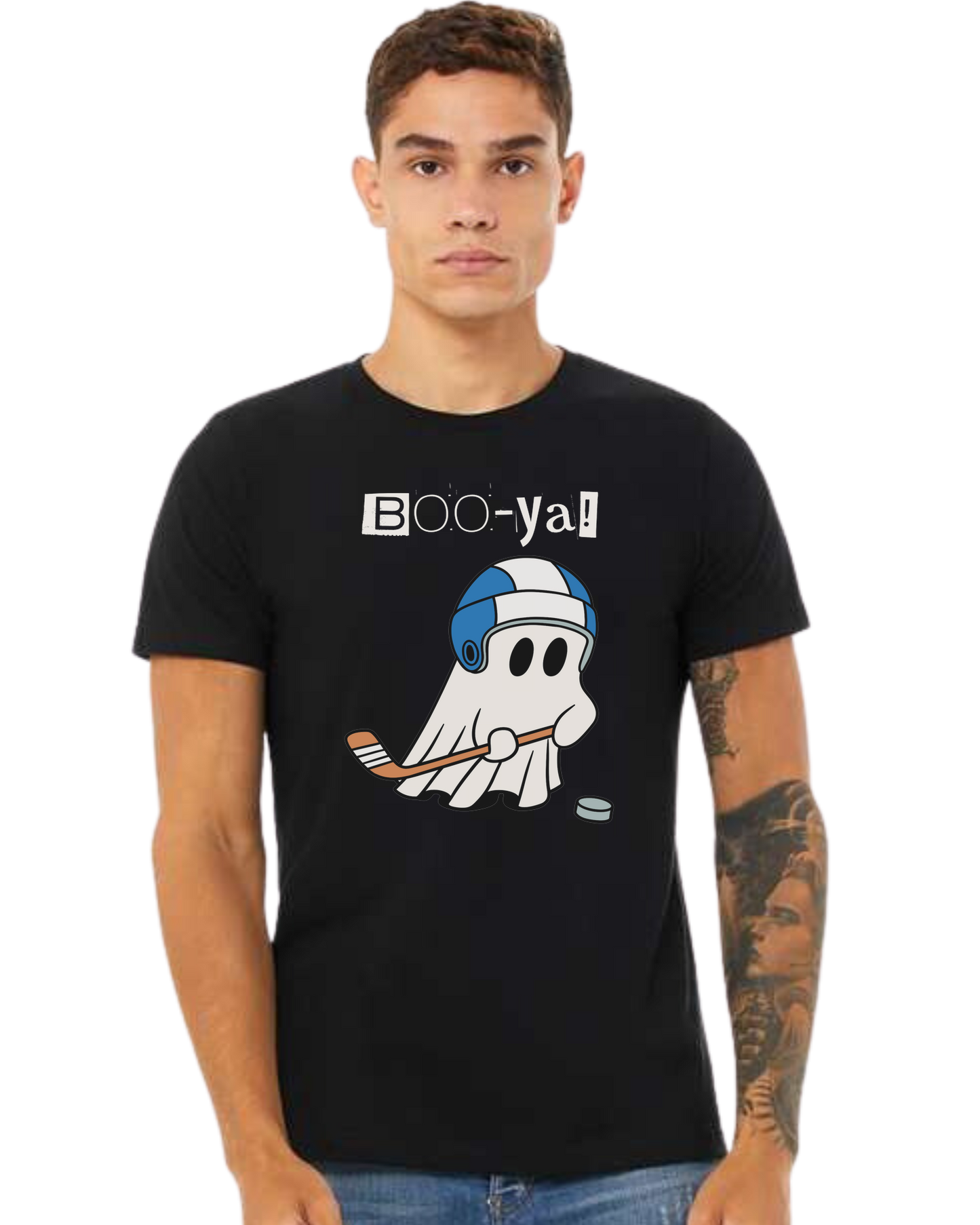 Hockey ghost "Boo-ya" tee Premium unisex crewneck tee Black