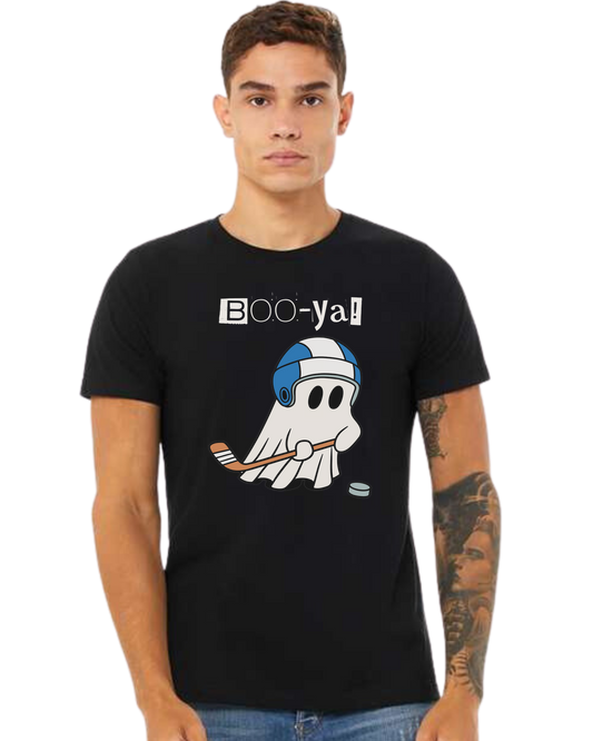 Hockey ghost "Boo-ya" tee Premium unisex crewneck tee Black