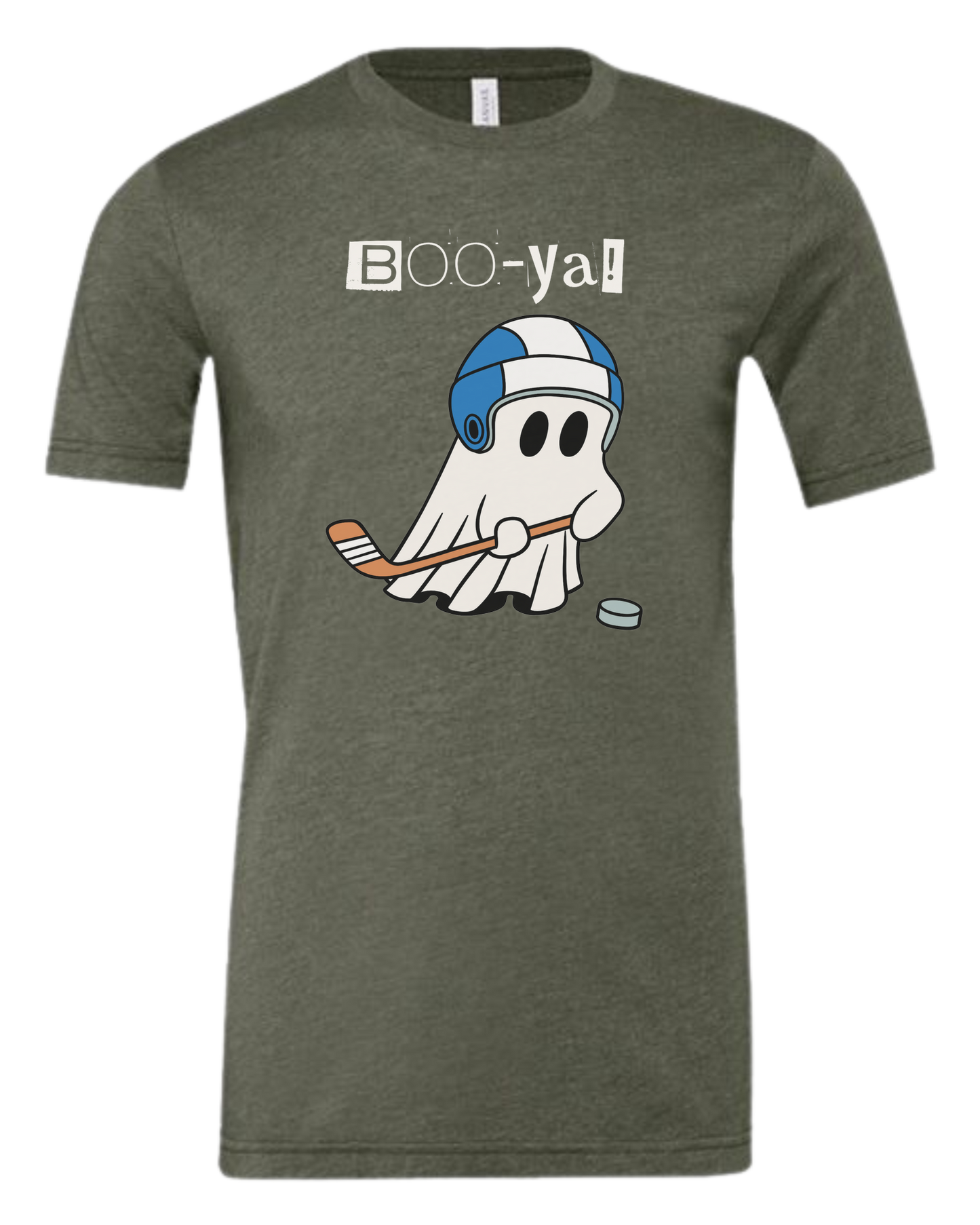 Hockey ghost "Boo-ya" tee Premium unisex crewneck tee Military Green