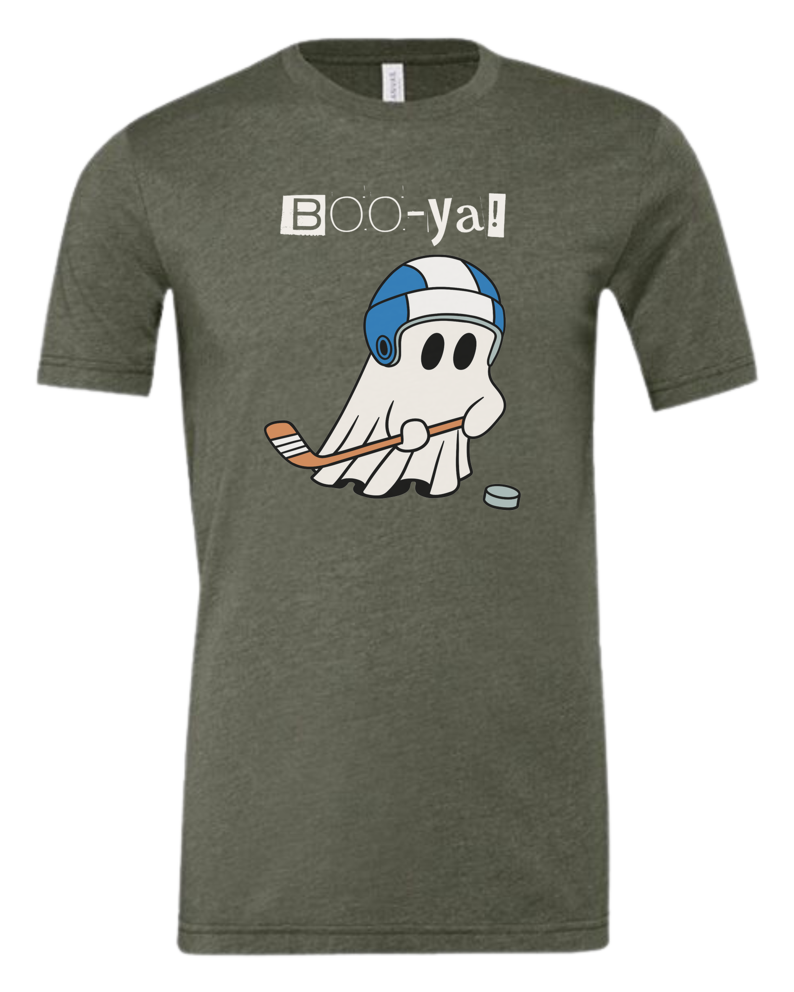 Hockey ghost "Boo-ya" tee Premium unisex crewneck tee Military Green