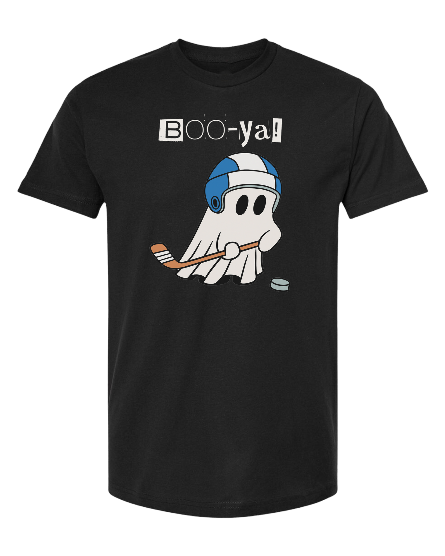 Hockey ghost "Boo-ya" tee Unisex crew-neck  graphic tee Black