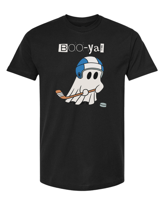 Hockey ghost "Boo-ya" tee Unisex crew-neck  graphic tee Black