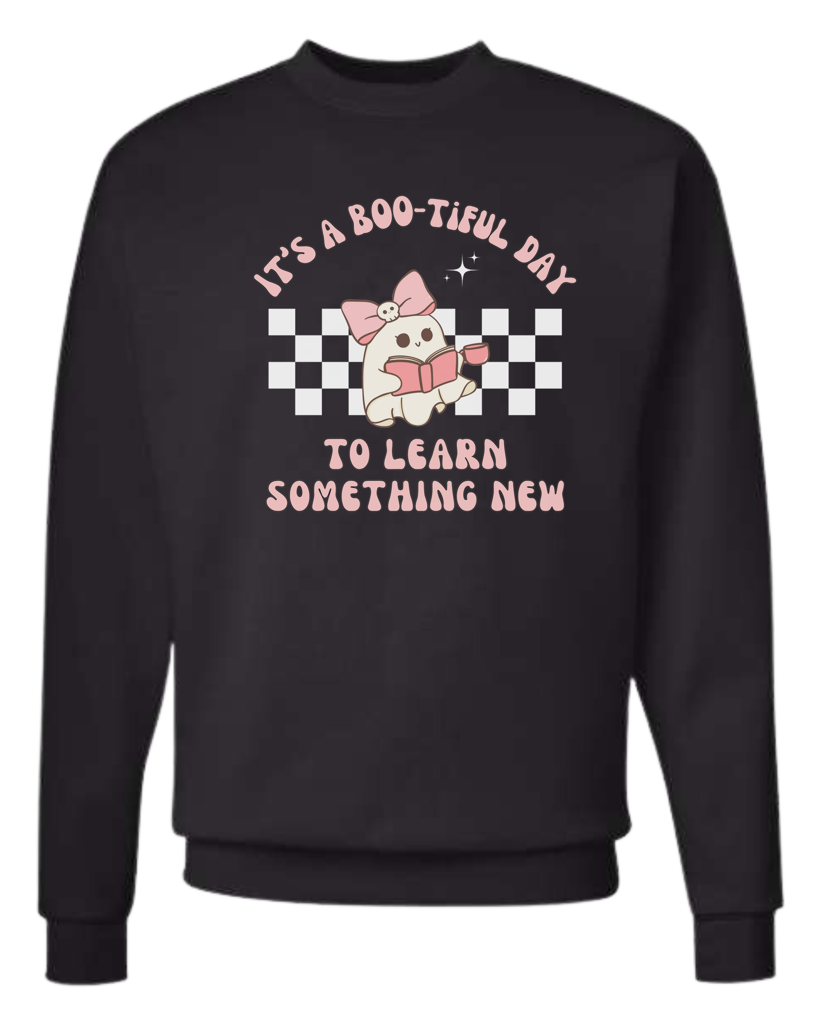 "It's a BOO-tiful Day to Learn Something" cute ghost graphic Classic unisex crewneck sweatshirt Black