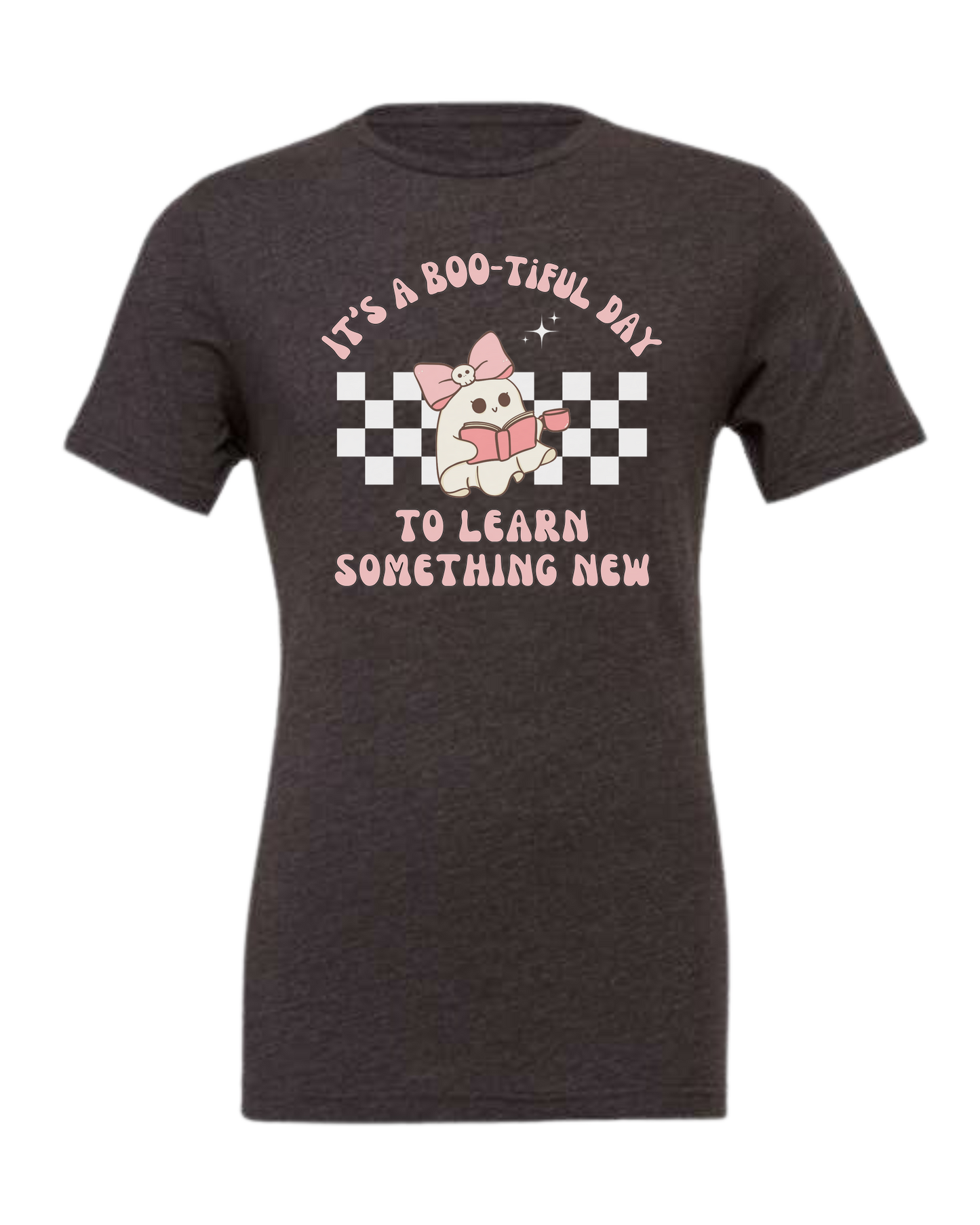 "It's a BOO-tiful Day to Learn Something" cute ghost graphic Premium unisex crewneck tee Dark Grey