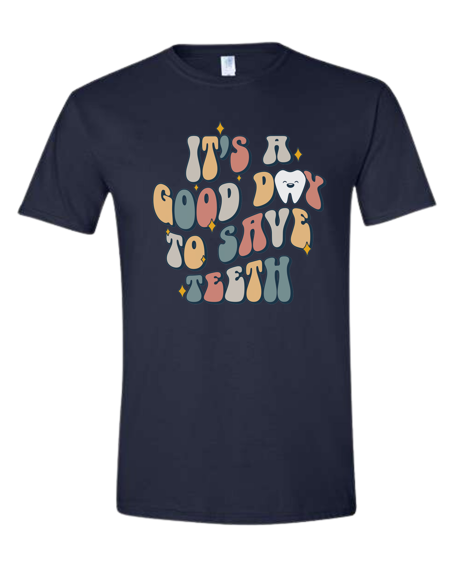 "It's a Good Day to Save Teeth" graphic Unisex crew-neck  graphic tee Navy Blue