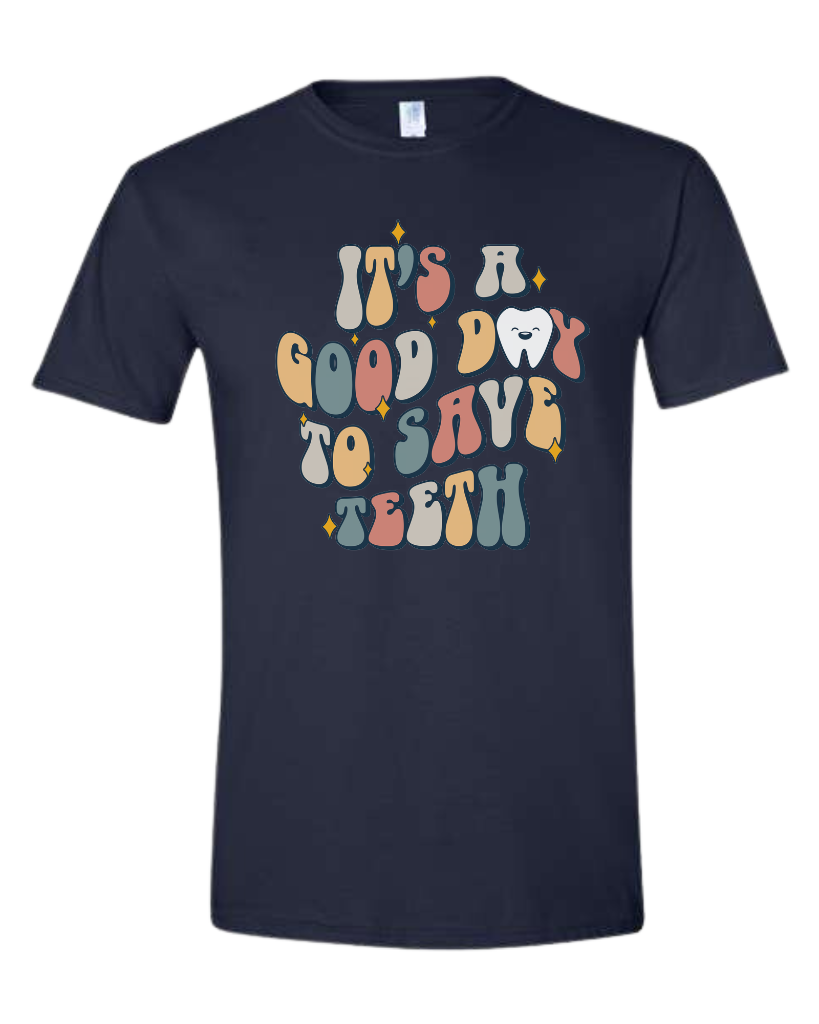 "It's a Good Day to Save Teeth" graphic Unisex crew-neck  graphic tee Navy Blue