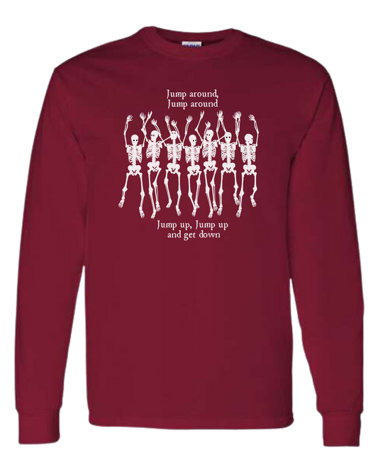 "Jump Around" Skeleton tee Classic unisex crewneck sweatshirt Cardinal Red