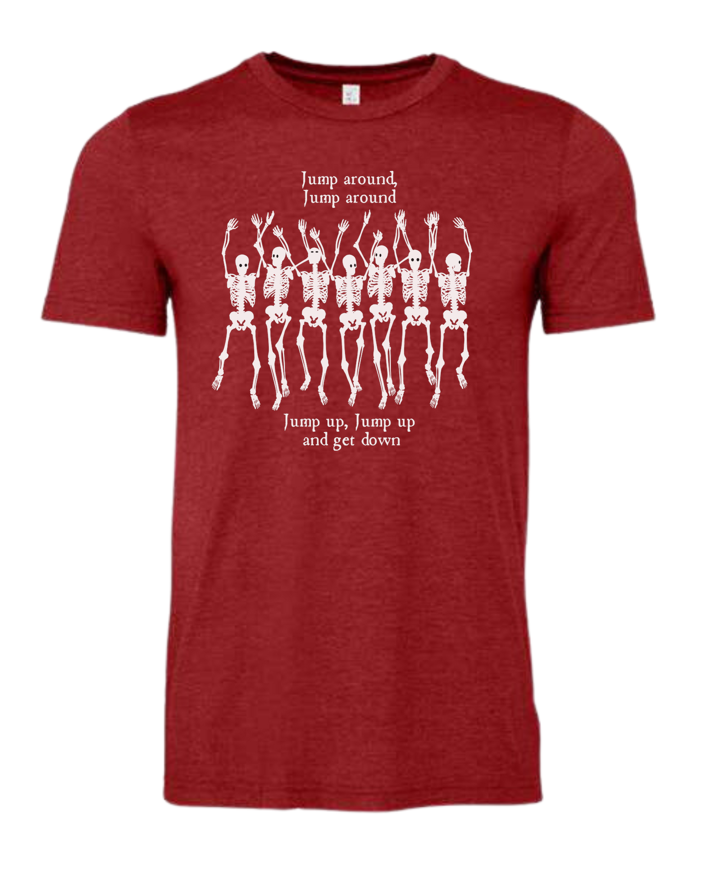 "Jump Around" Skeleton tee Premium unisex crewneck tee Canvas Red