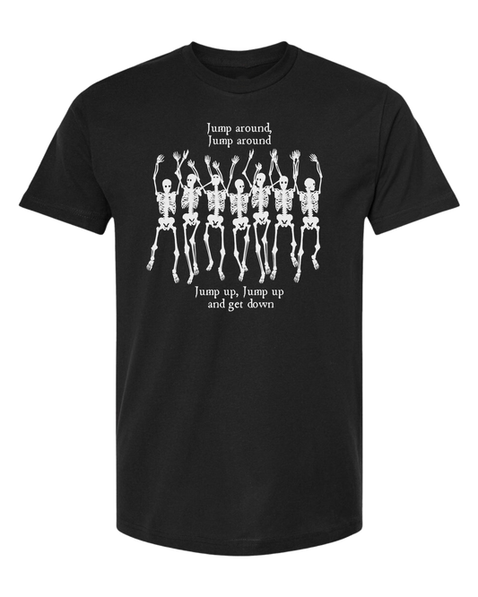 "Jump Around" Skeleton tee Unisex crew-neck  graphic tee Black