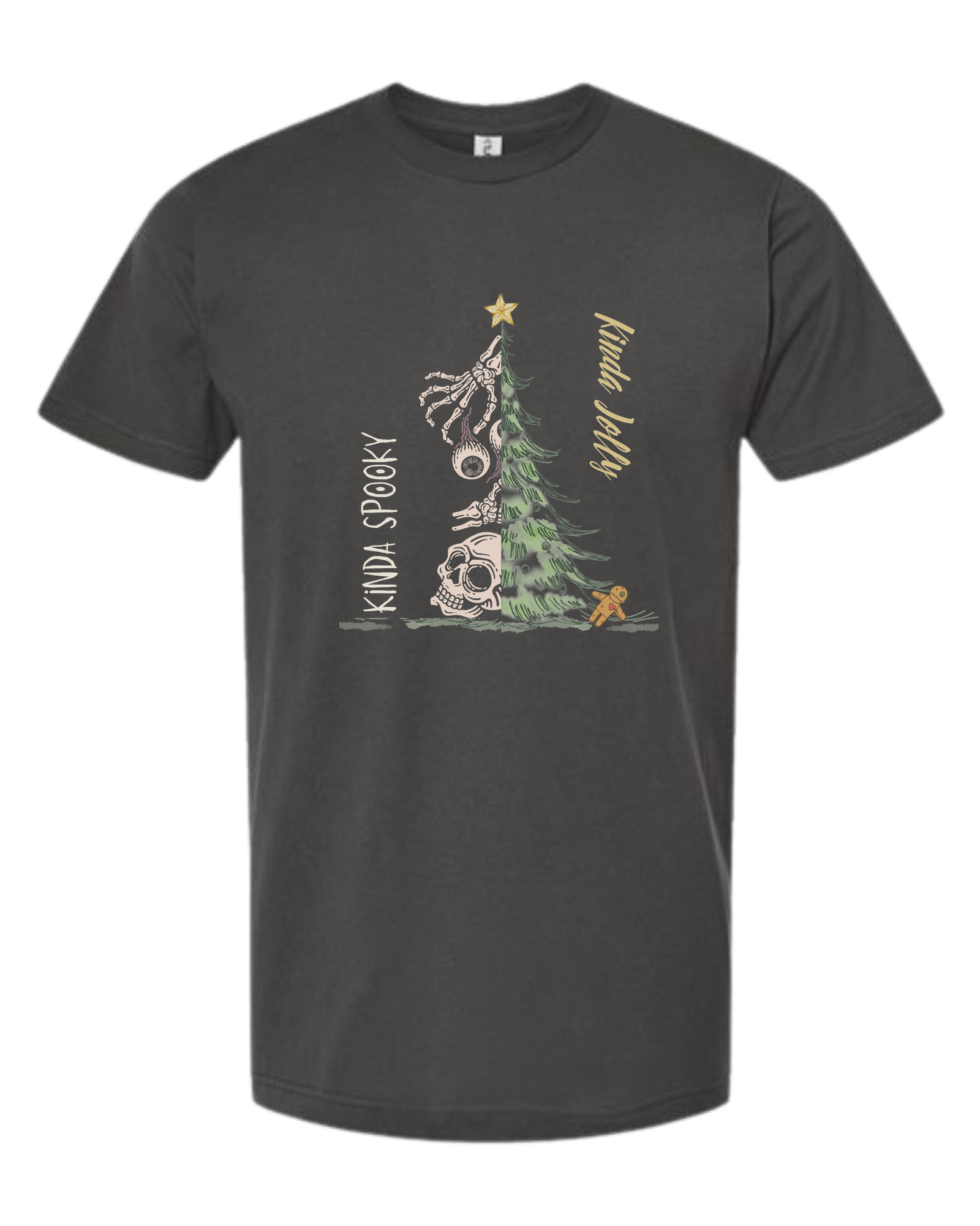 Kinda Spooky, Kinda Jolly design Unisex crew-neck  graphic tee Charcoal Grey