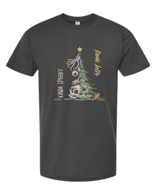 Kinda Spooky, Kinda Jolly design Unisex crew-neck  graphic tee Charcoal Grey