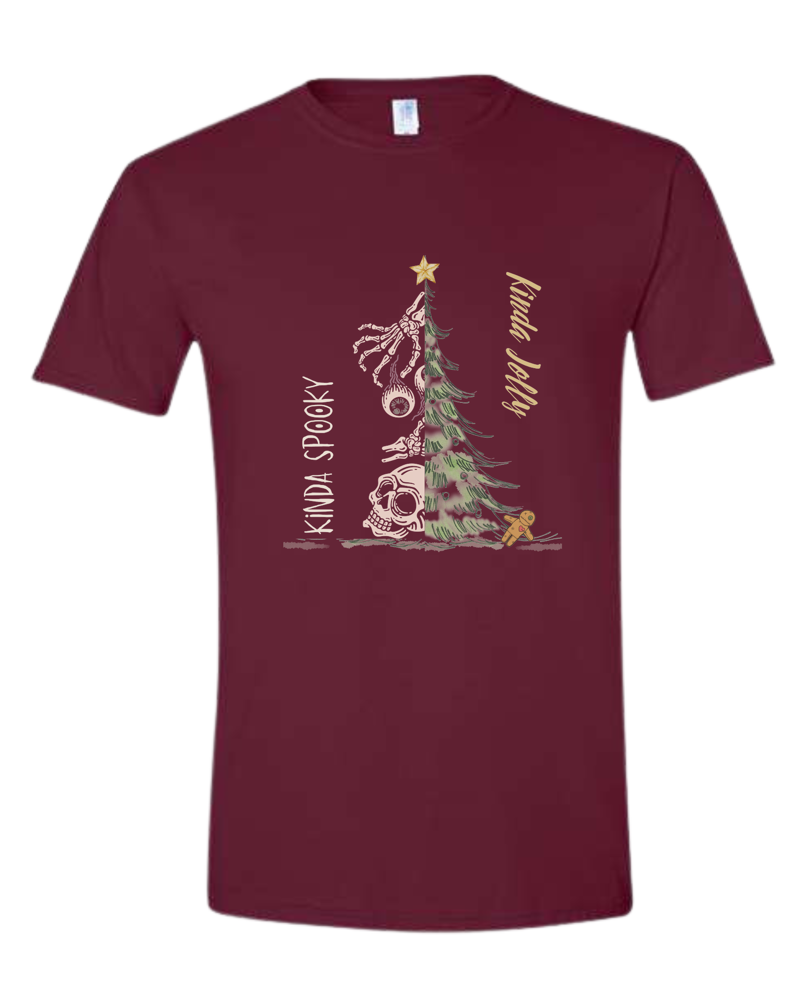 Kinda Spooky, Kinda Jolly design Unisex crew-neck  graphic tee Maroon