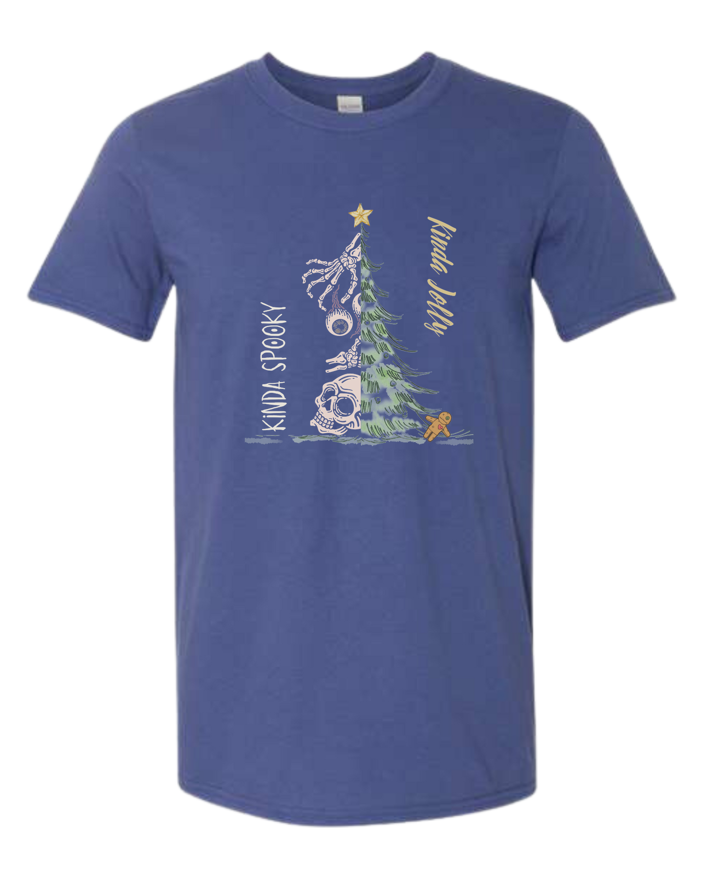 Kinda Spooky, Kinda Jolly design Unisex crew-neck  graphic tee Metro Blue