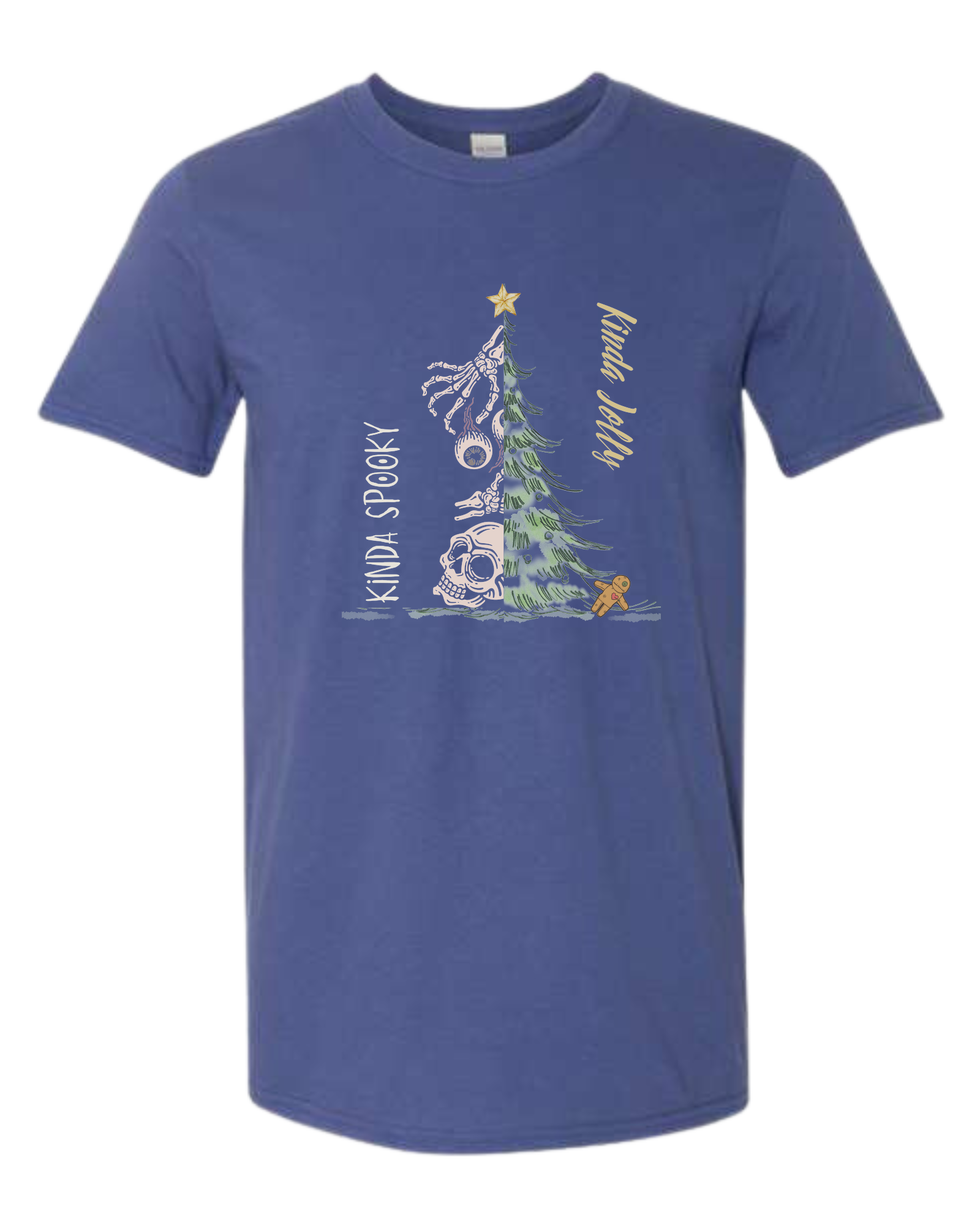Kinda Spooky, Kinda Jolly design Unisex crew-neck  graphic tee Metro Blue