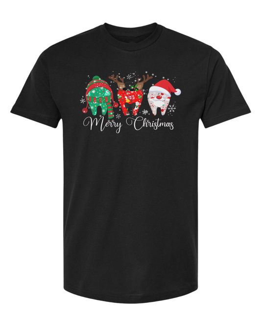 "Merry Christmas" dental graphic tee Unisex crew-neck  graphic tee Black