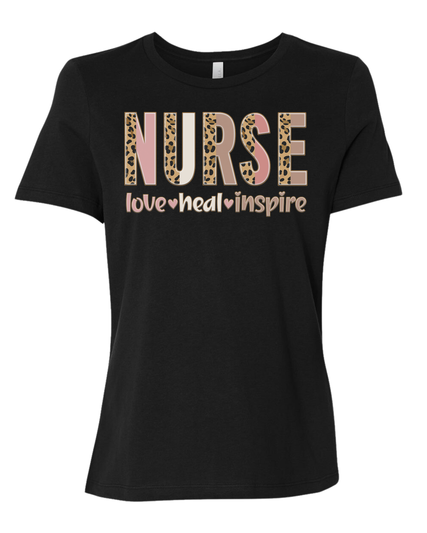 NURSE - Love, Heal, Inspire designs Women's fit premium crewneck tee Black