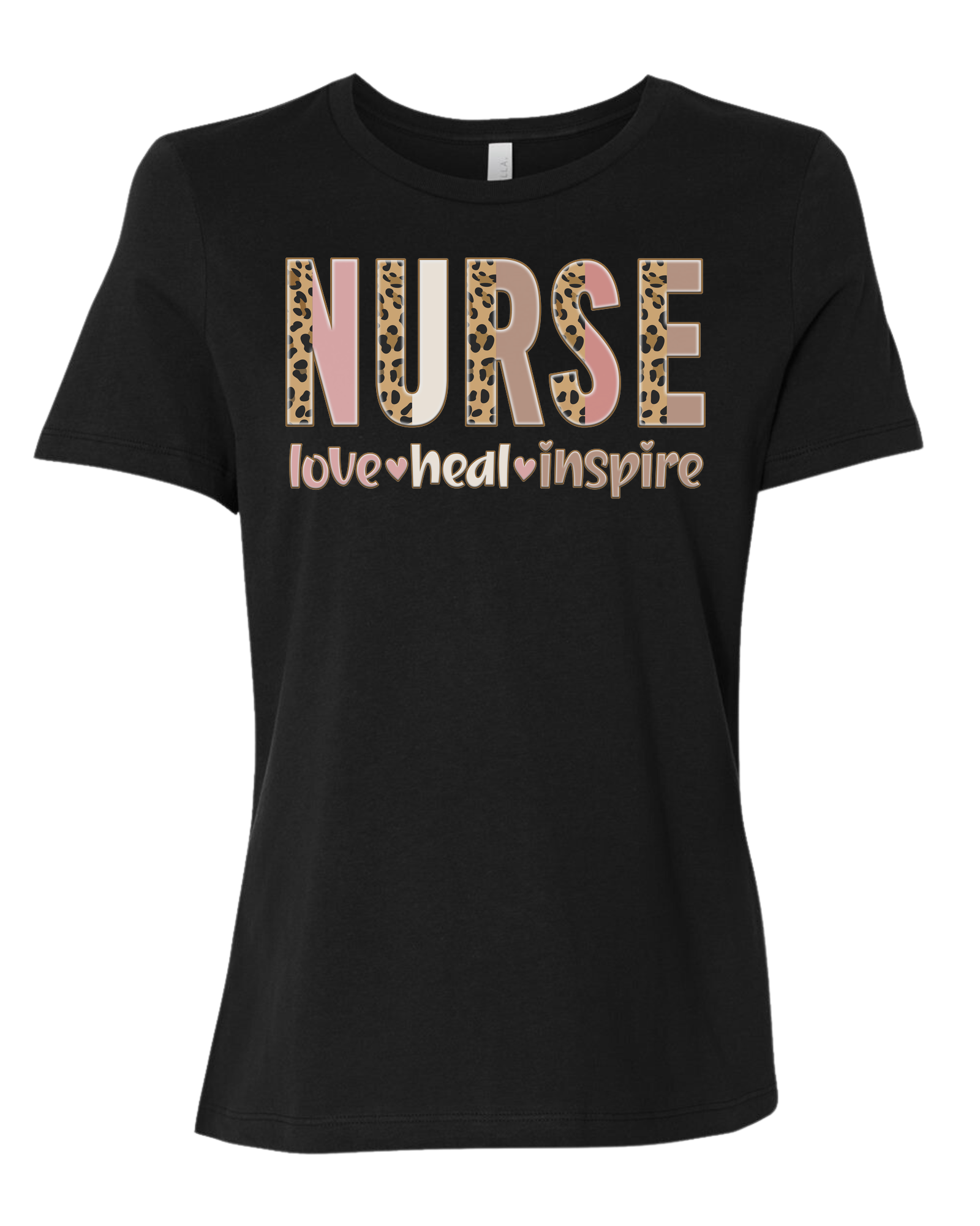 NURSE - Love, Heal, Inspire designs Women's fit premium crewneck tee Black