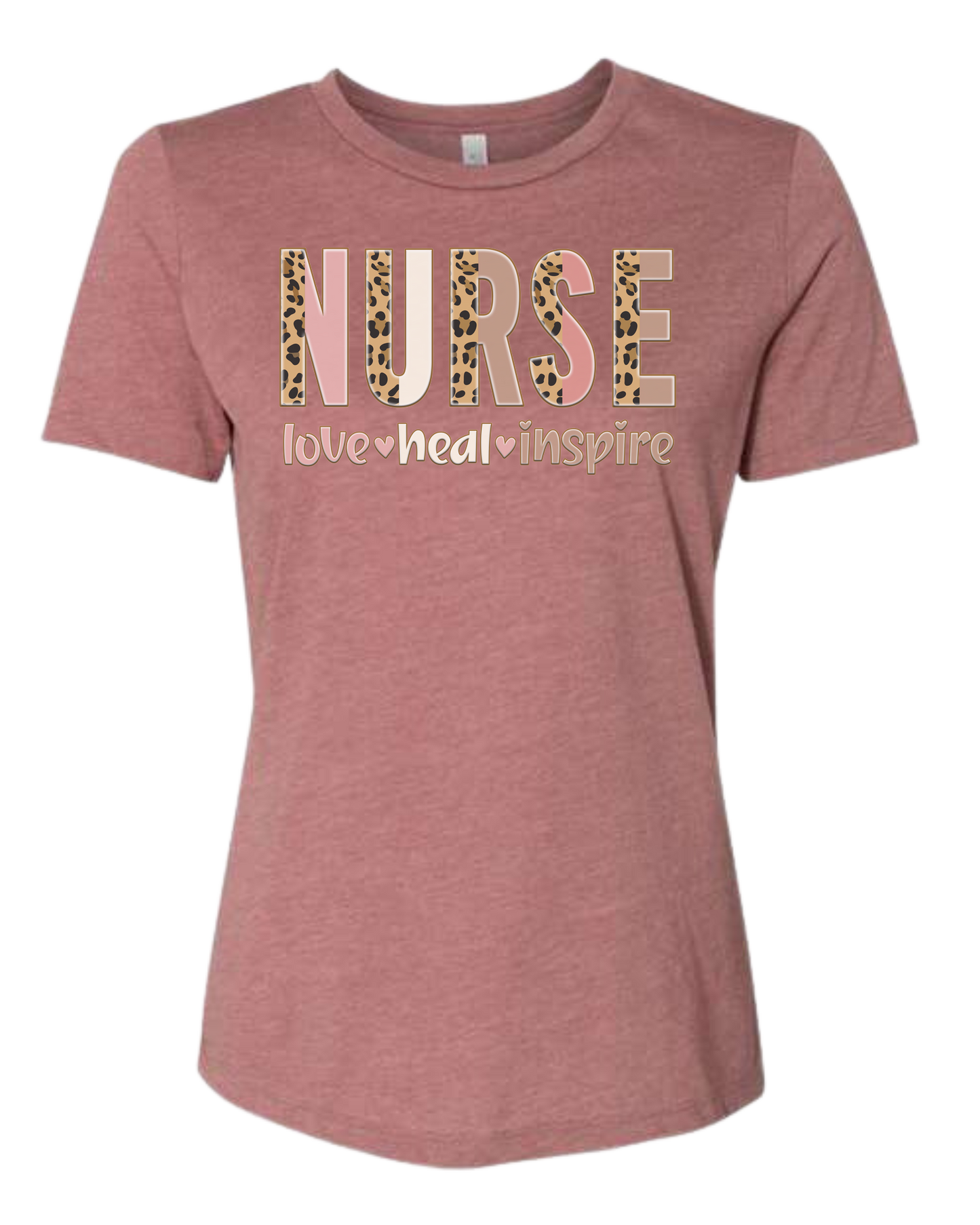 NURSE - Love, Heal, Inspire designs Women's fit premium crewneck tee Mauve Pink
