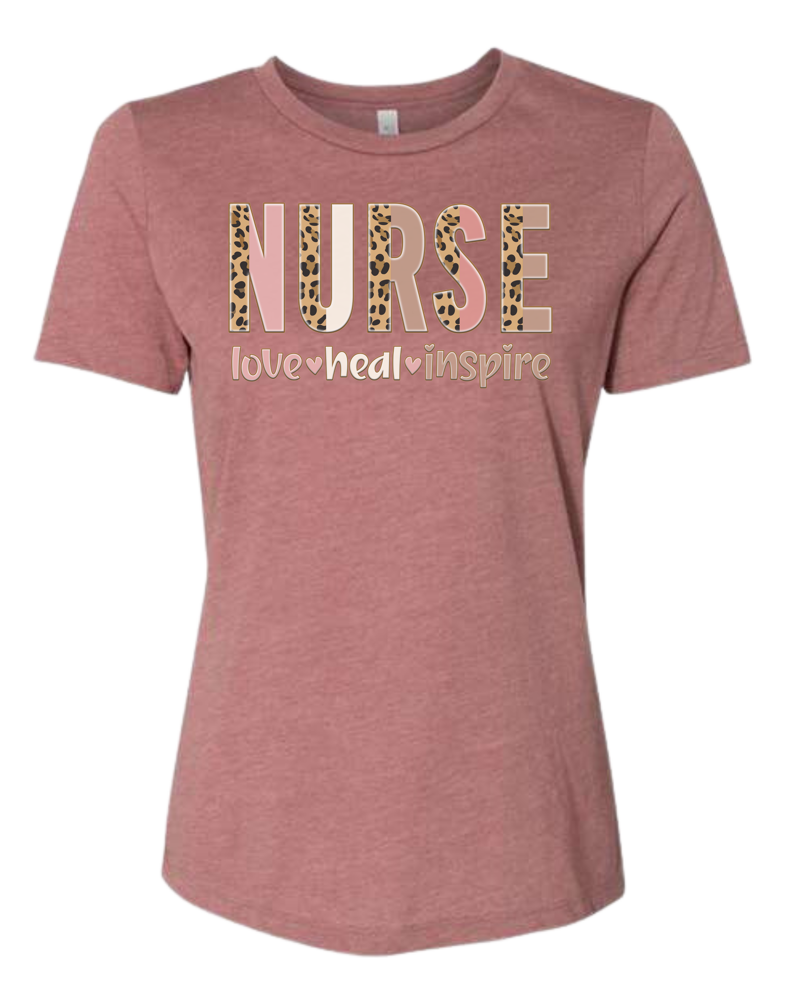 NURSE - Love, Heal, Inspire designs Women's fit premium crewneck tee Mauve Pink