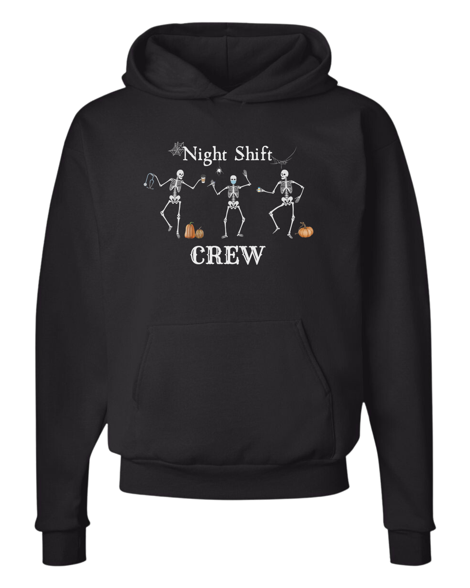 "Night Shift Crew" three skeleton nurses dancing graphic tee Unisex Classic Hoodie Black