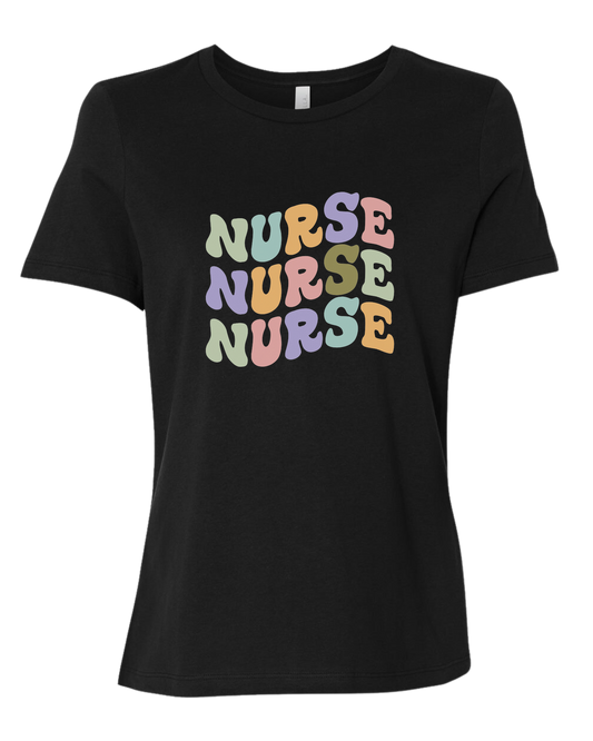 Nurse Groovy Font tee Women's fit premium crewneck tee Black