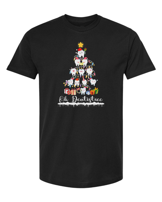 "Oh Dentistree" Christmas teeth chracters Unisex crew-neck  graphic tee Black