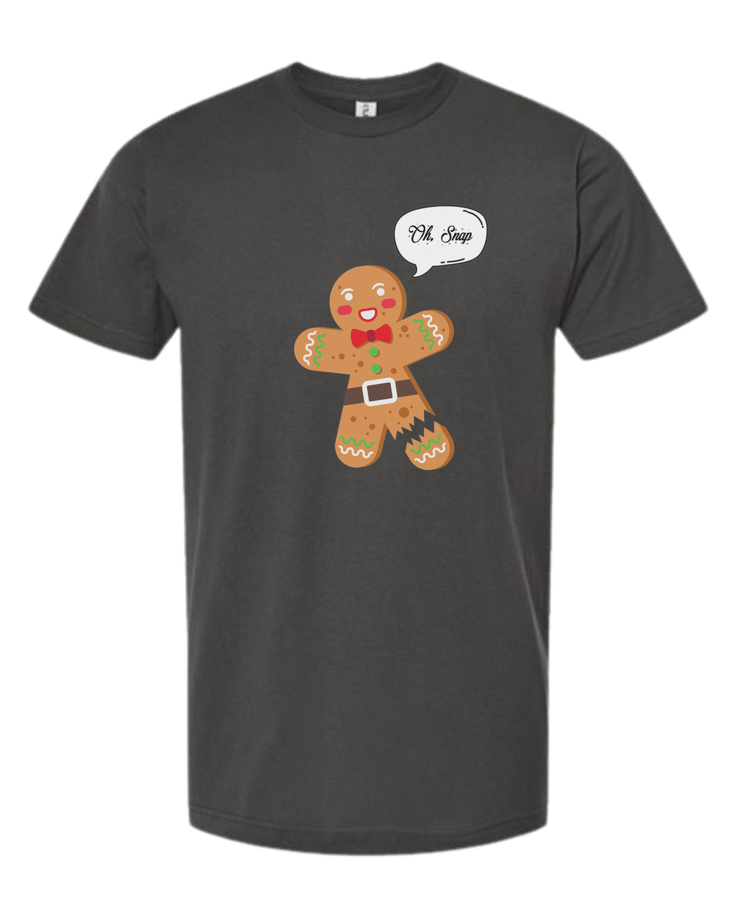 "Oh Snap" gingerbread man design Unisex crew-neck  graphic tee Charcoal Grey