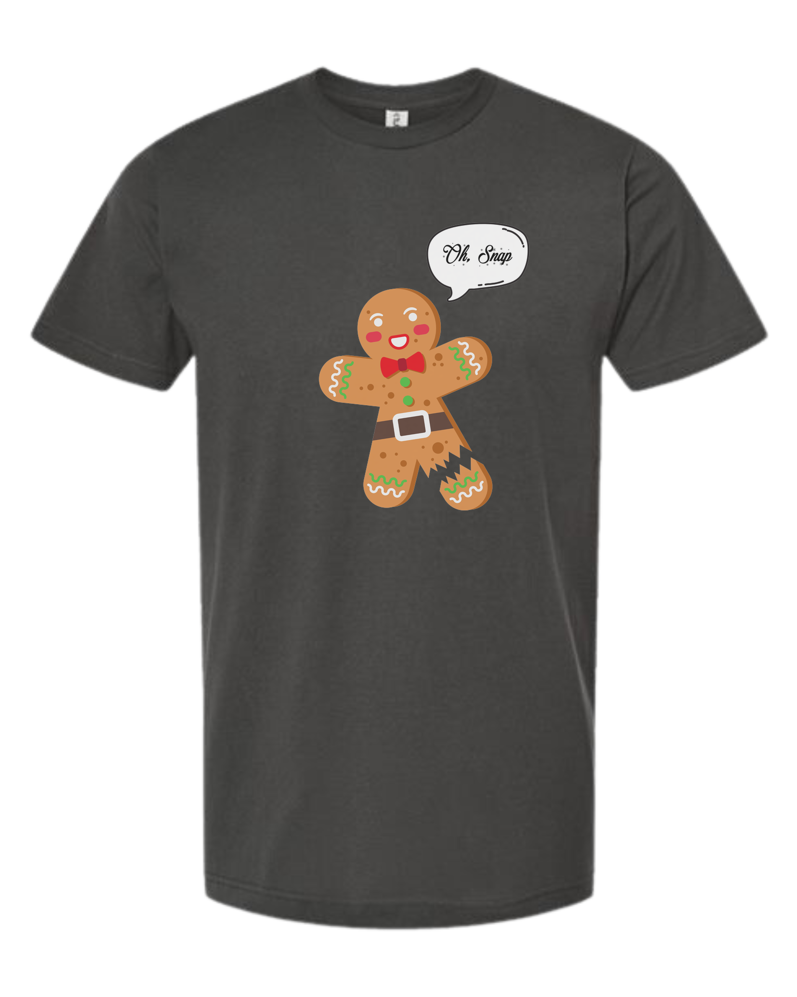 "Oh Snap" gingerbread man design Unisex crew-neck  graphic tee Charcoal Grey