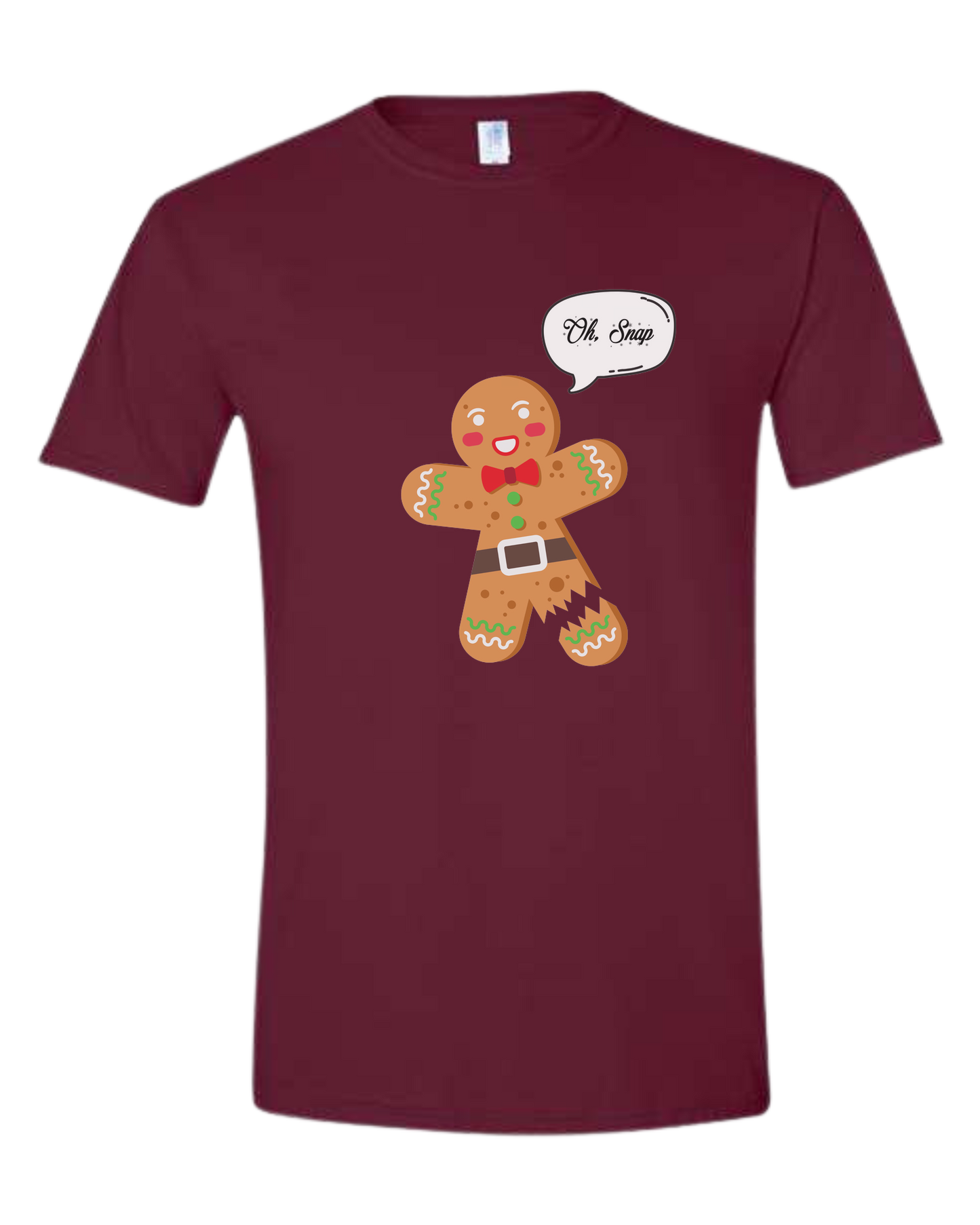 "Oh Snap" gingerbread man design Unisex crew-neck  graphic tee Maroon