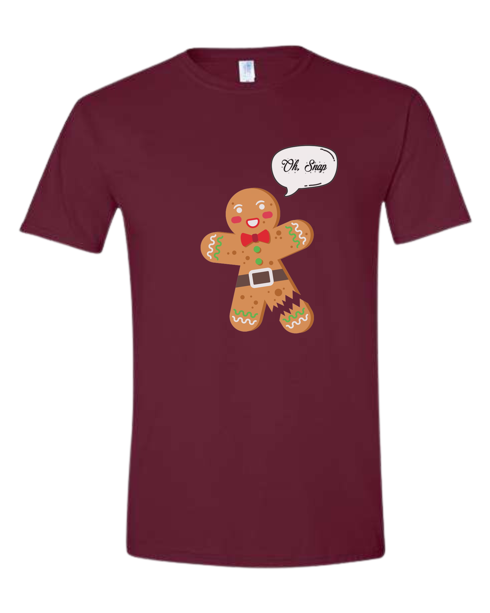 "Oh Snap" gingerbread man design Unisex crew-neck  graphic tee Maroon