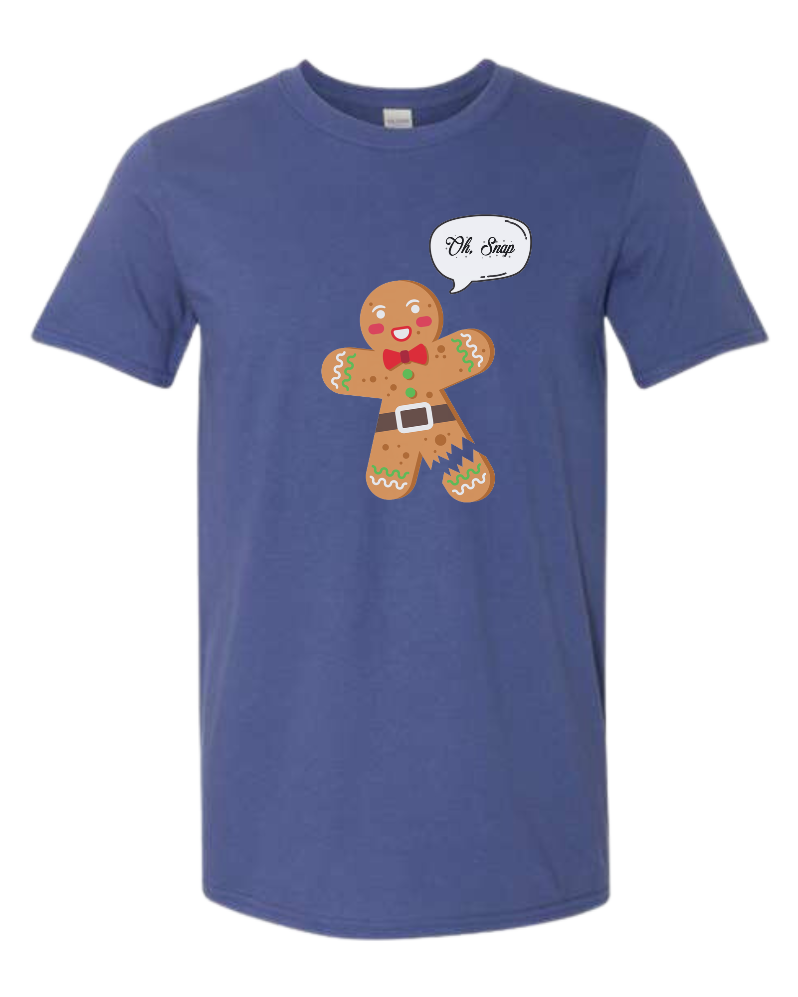 "Oh Snap" gingerbread man design Unisex crew-neck  graphic tee Metro Blue