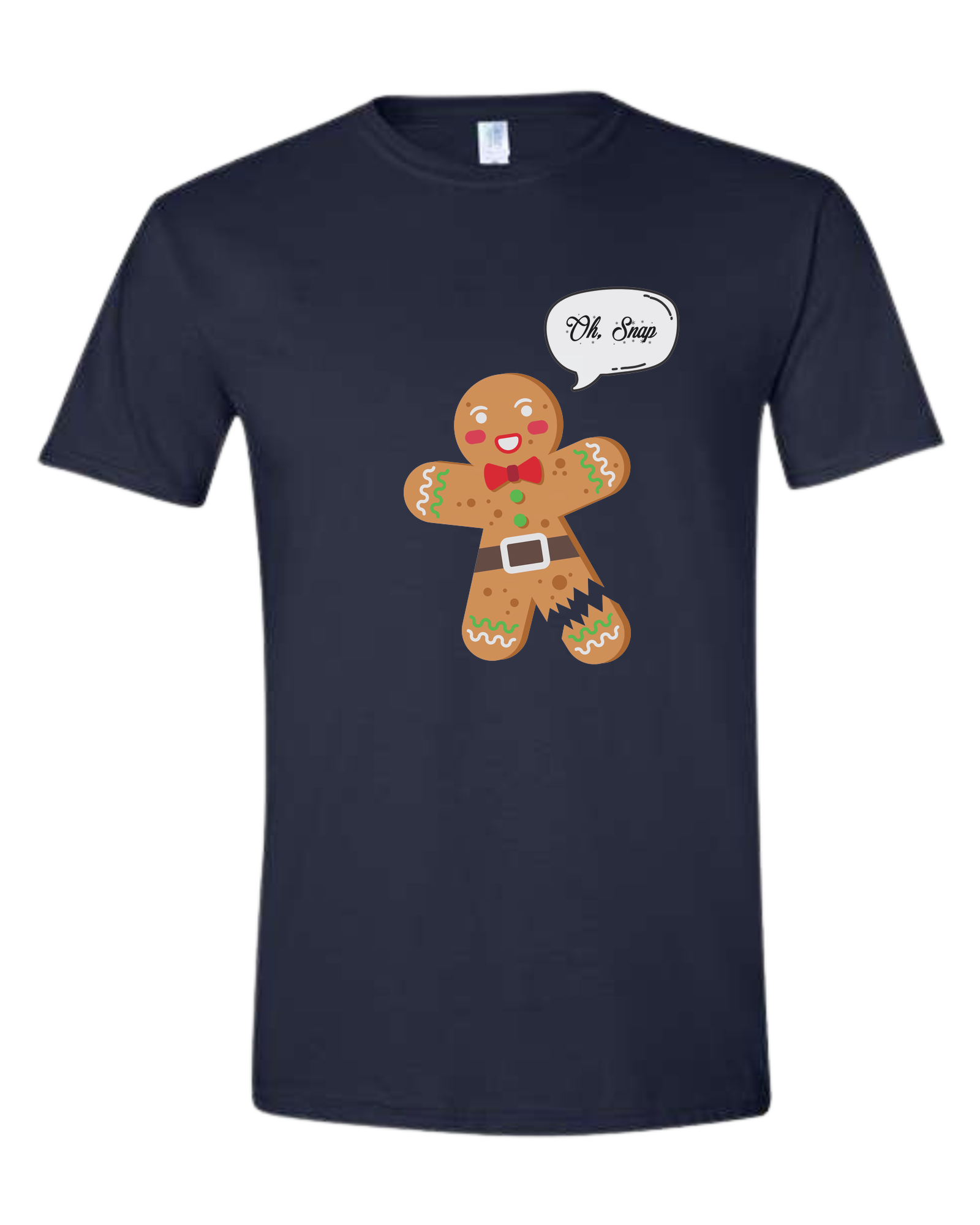 "Oh Snap" gingerbread man design Unisex crew-neck  graphic tee Navy Blue