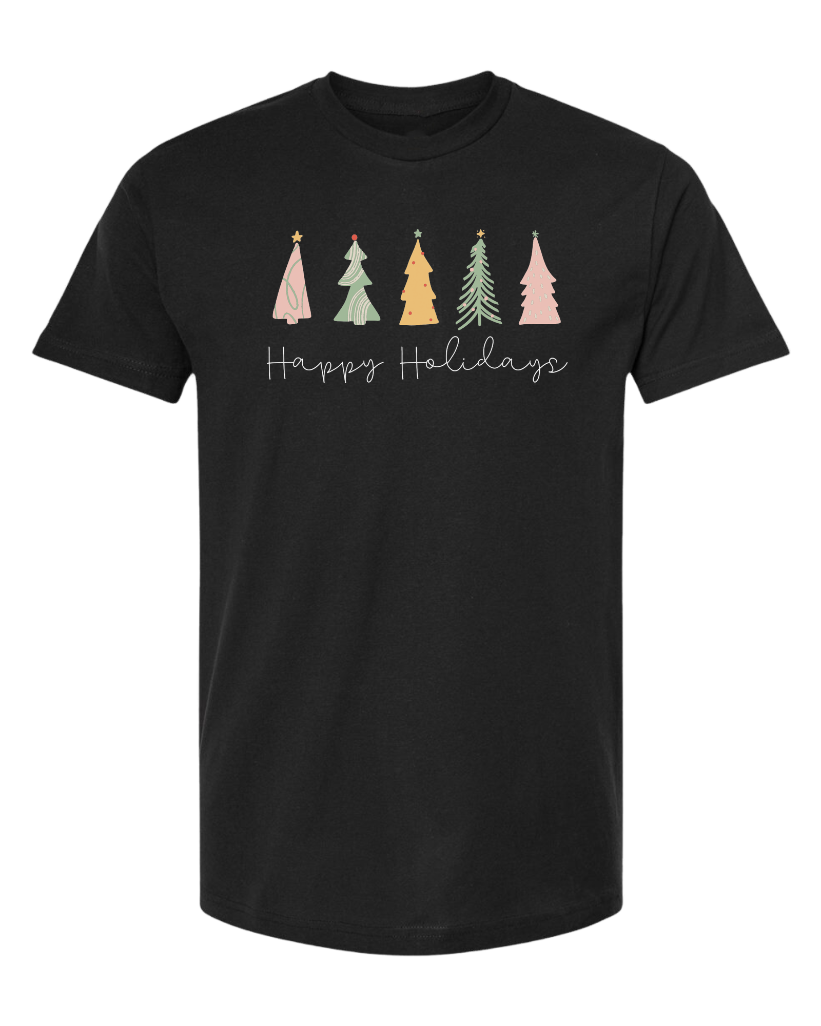 Pastel minimalist Christmas trees design Classic unisex crewneck tee Short sleeve crew neck