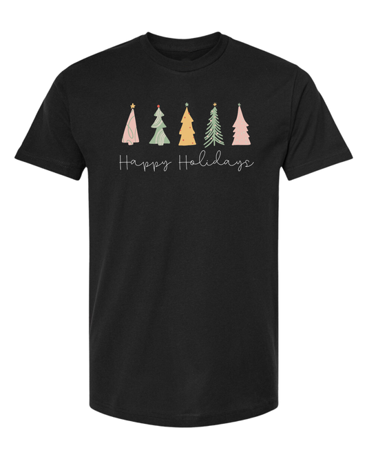 Pastel minimalist Christmas trees design Classic unisex crewneck tee Short sleeve crew neck