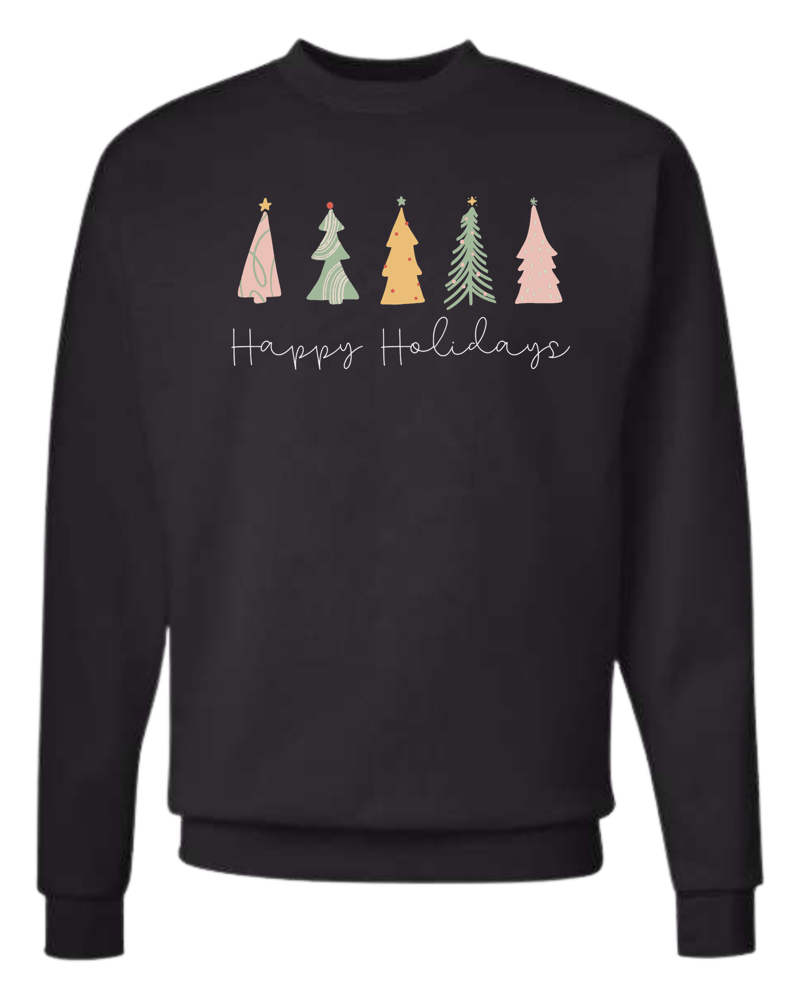 Pastel minimalist Christmas trees design Classic unisex crewneck tee Sweatshirt