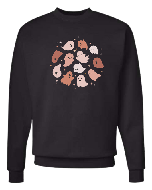 Pink Ghosts Circle Classic unisex crewneck sweatshirt Black