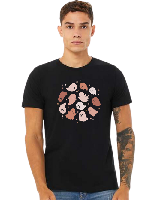 Pink Ghosts Circle Premium unisex crewneck tee Black