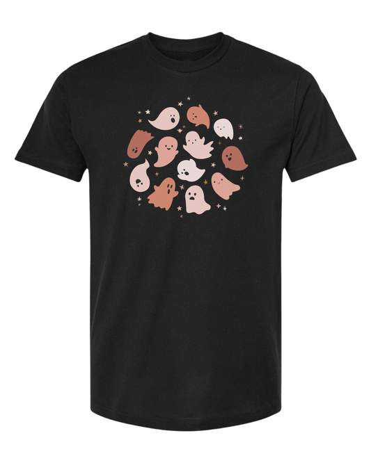 Pink Ghosts Circle Unisex crew-neck  graphic tee Black