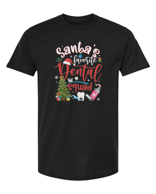 "Santa's favorite dental Squad" graphic Unisex crew-neck  graphic tee Black