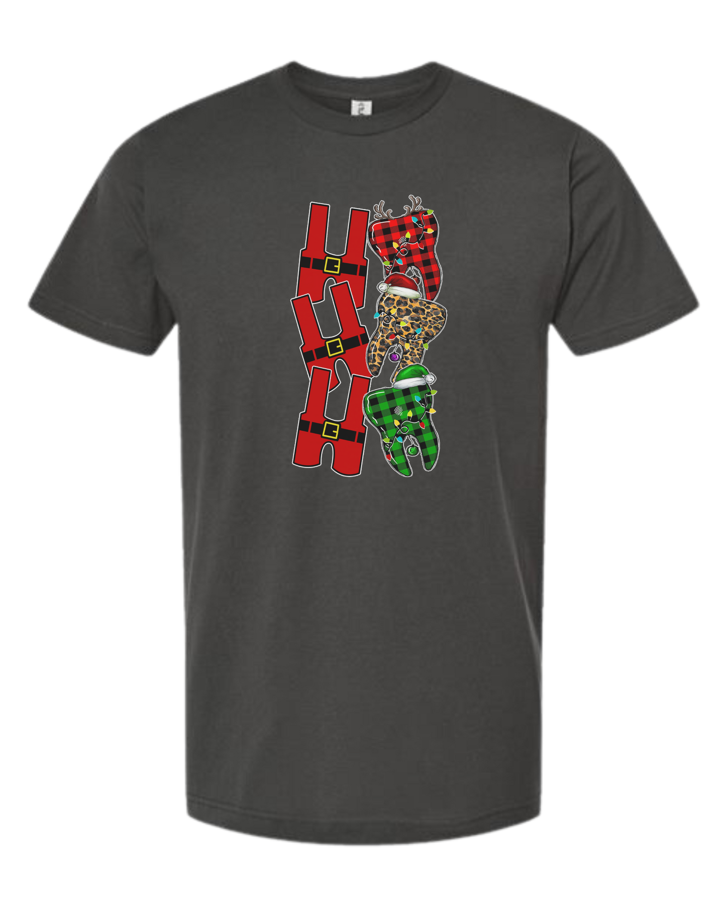 Santa suit H "HO HO HO" graphic Unisex crew-neck  graphic tee Charcoal Grey