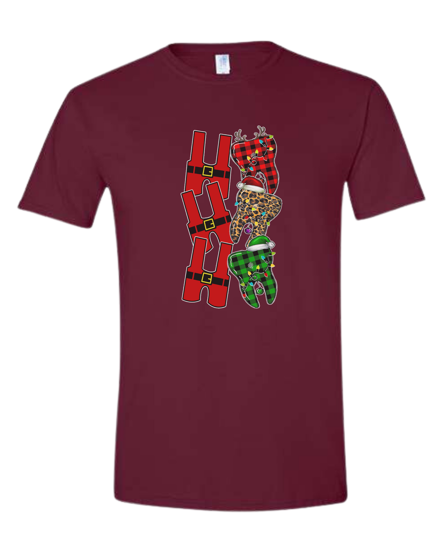 Santa suit H "HO HO HO" graphic Unisex crew-neck  graphic tee Maroon