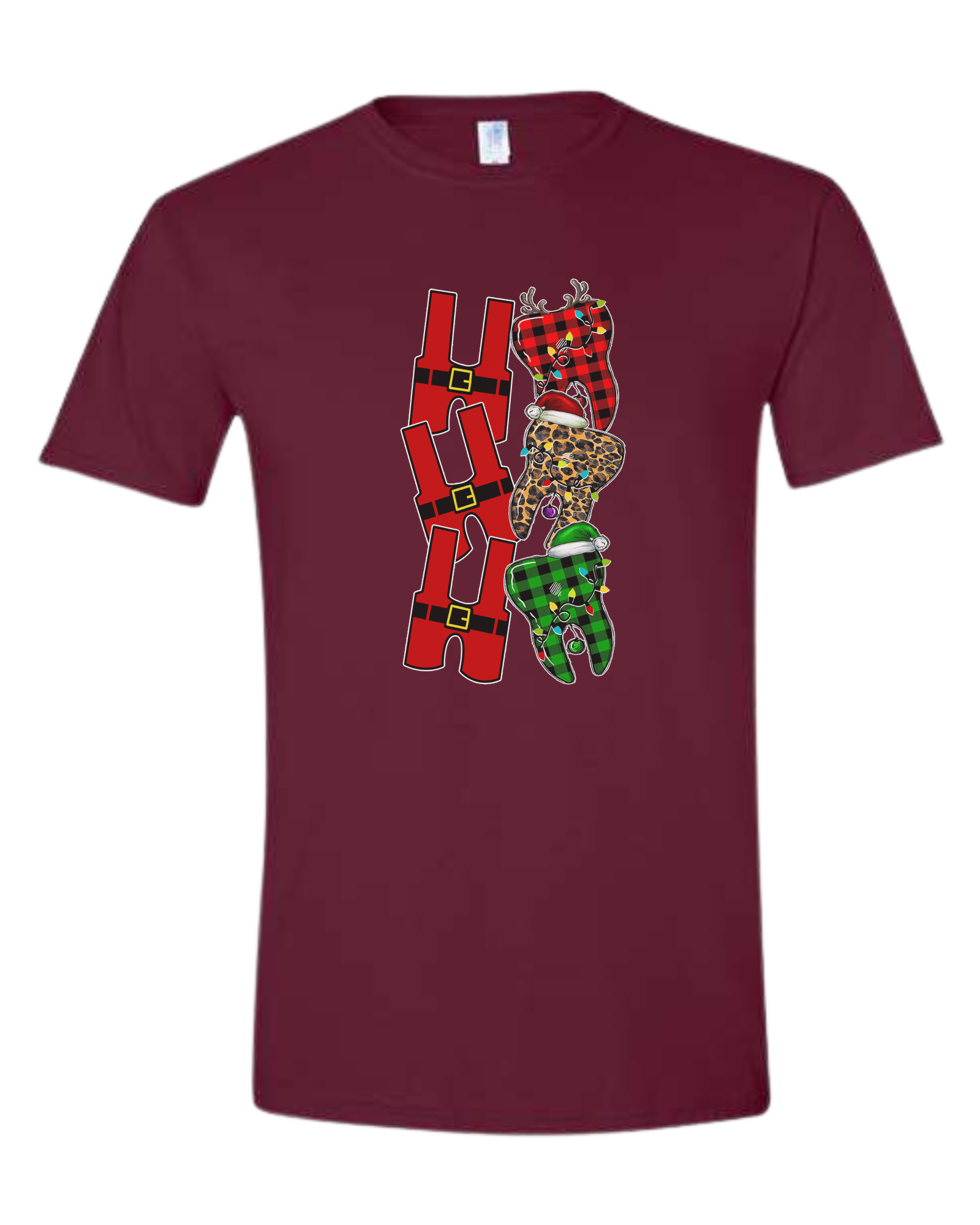 Santa suit H "HO HO HO" graphic Unisex crew-neck  graphic tee Maroon
