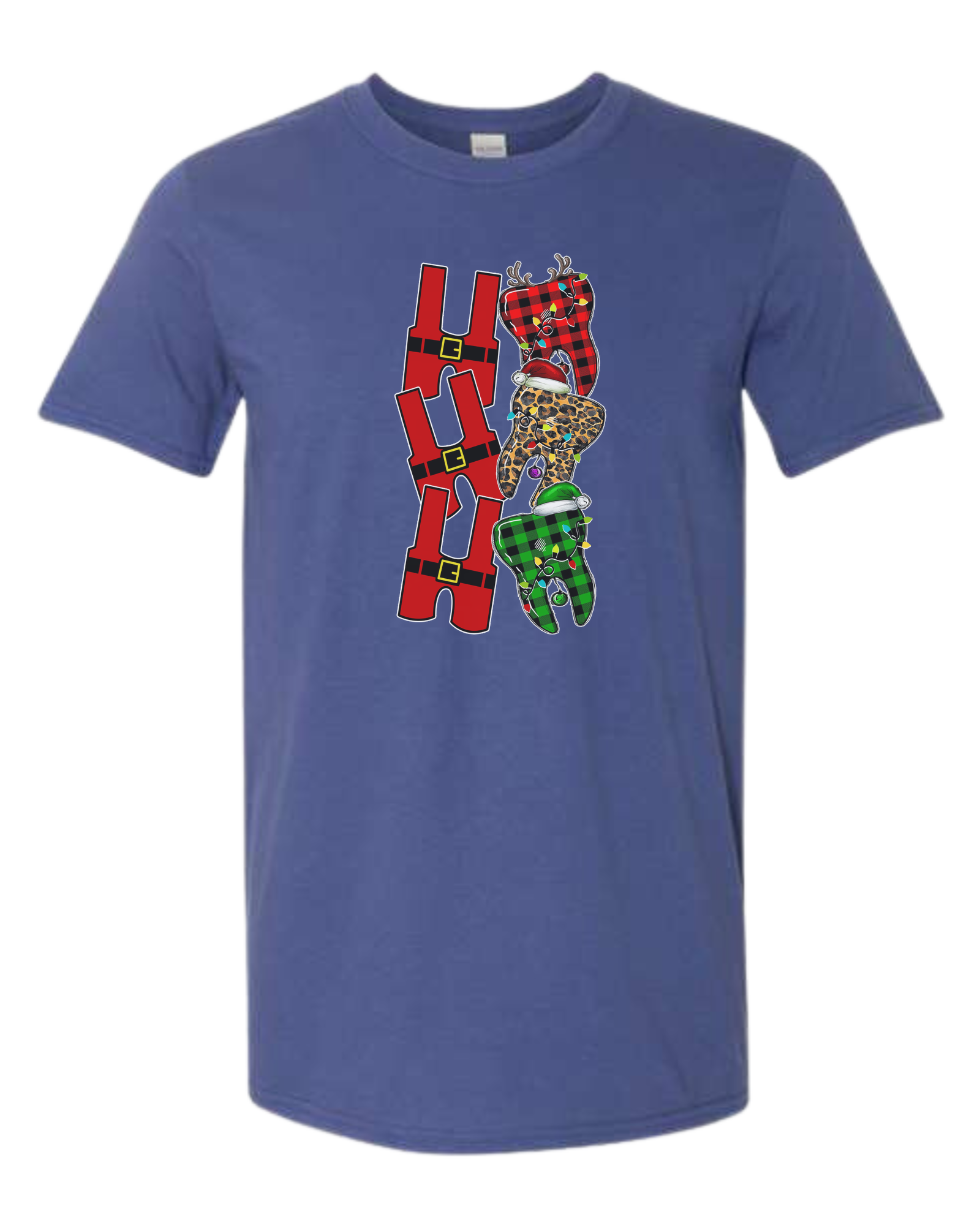 Santa suit H "HO HO HO" graphic Unisex crew-neck  graphic tee Metro Blue