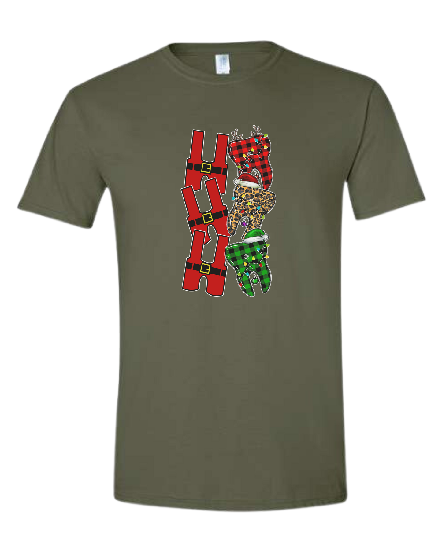 Santa suit H "HO HO HO" graphic Unisex crew-neck  graphic tee Military Green