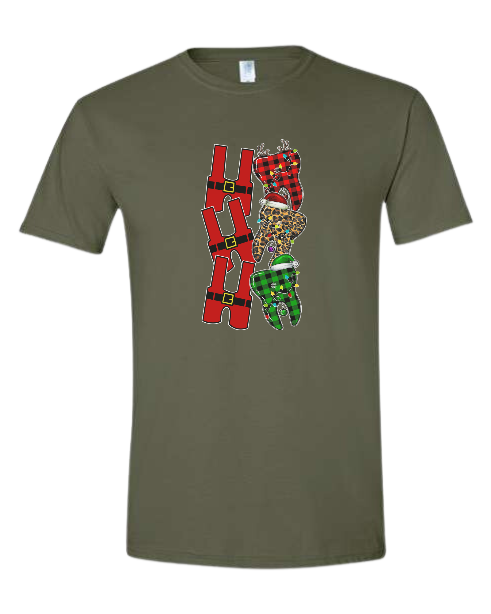 Santa suit H "HO HO HO" graphic Unisex crew-neck  graphic tee Military Green